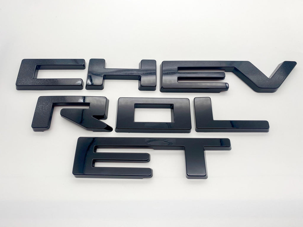 Black Overlay Letters Emblem for Front Grille Fits 2022-2025 Chevy Silverado Work Truck GF5 or Custom GF2 , Excludes LTZ High Country ZR2