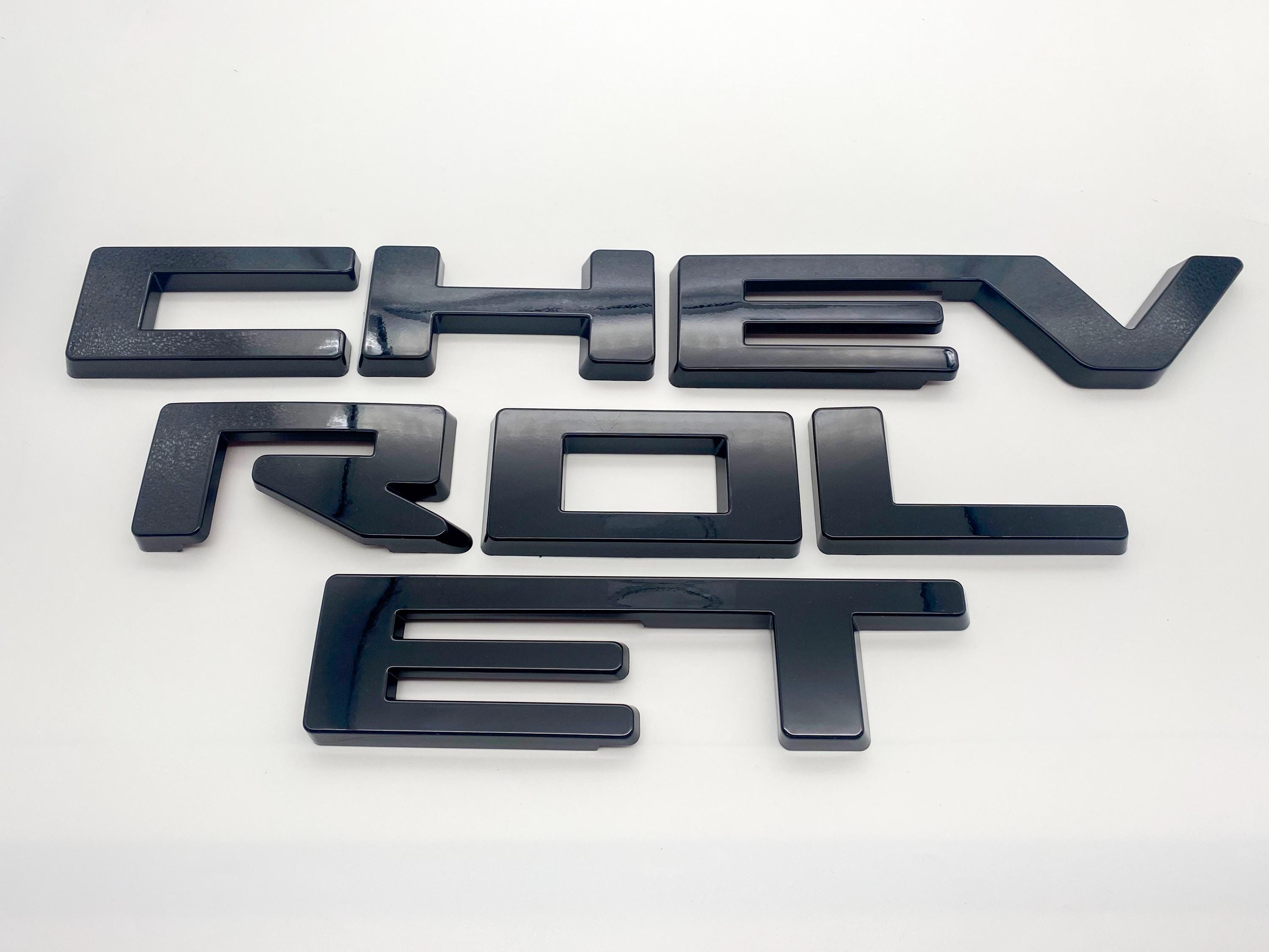 Black Overlay Letters Emblem for Front Grille Fits 2022-2025 Chevy Silverado Work Truck GF5 or Custom GF2 , Excludes LTZ High Country ZR2