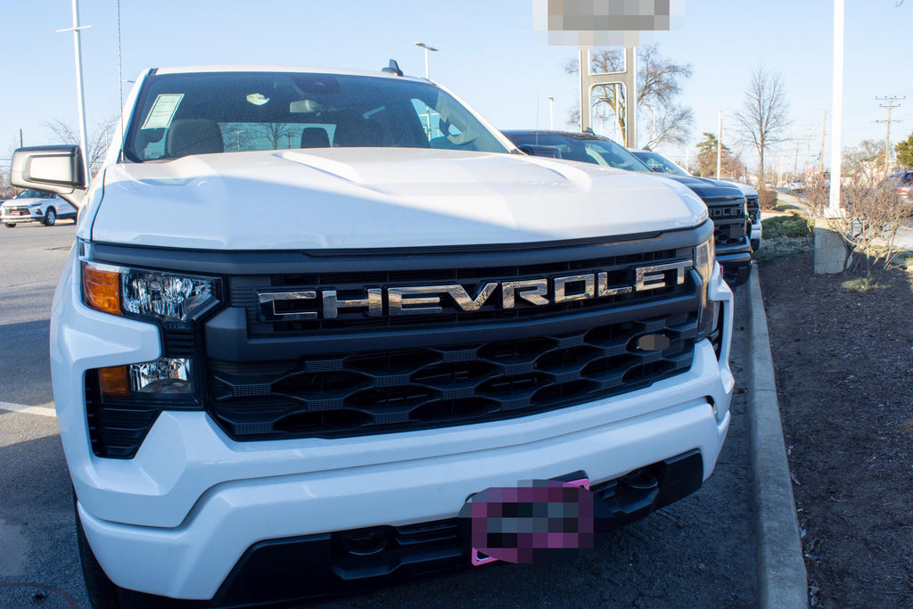 Chrome Overlay Letters Emblem for Front Grille Fits 2022-2025 Chevy Silverado Work Truck GF5 or Custom GF2 , Excludes LTZ High Country ZR2