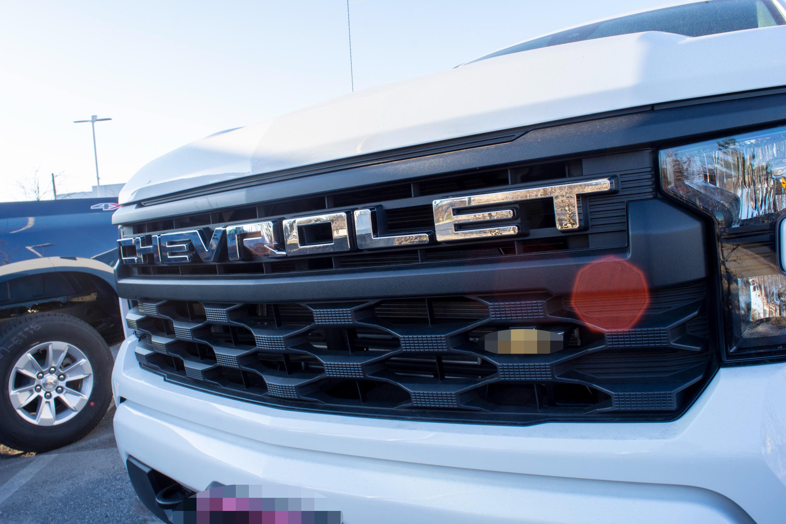 Chrome Overlay Letters Emblem for Front Grille Fits 2022-2025 Chevy Silverado Work Truck GF5 or Custom GF2 , Excludes LTZ High Country ZR2