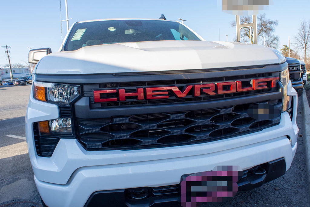 Cherry Red Tintcoat Overlay Letters Emblem for Front Grille Fits 2022-2025 Chevy Silverado Work Truck GF5 or Custom GF2