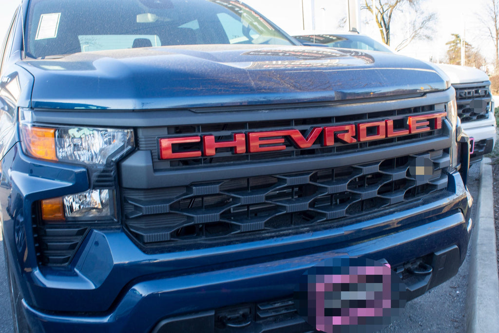 Cherry Red Tintcoat Overlay Letters Emblem for Front Grille Fits 2022-2025 Chevy Silverado Work Truck GF5 or Custom GF2