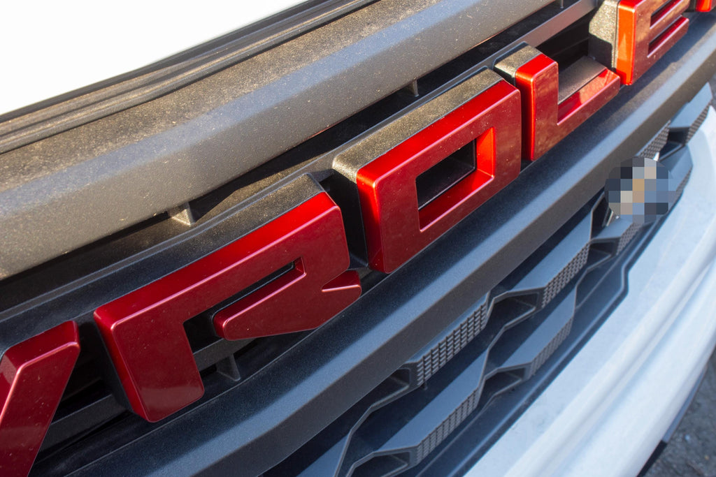 Cherry Red Tintcoat Overlay Letters Emblem for Front Grille Fits 2022-2025 Chevy Silverado Work Truck GF5 or Custom GF2