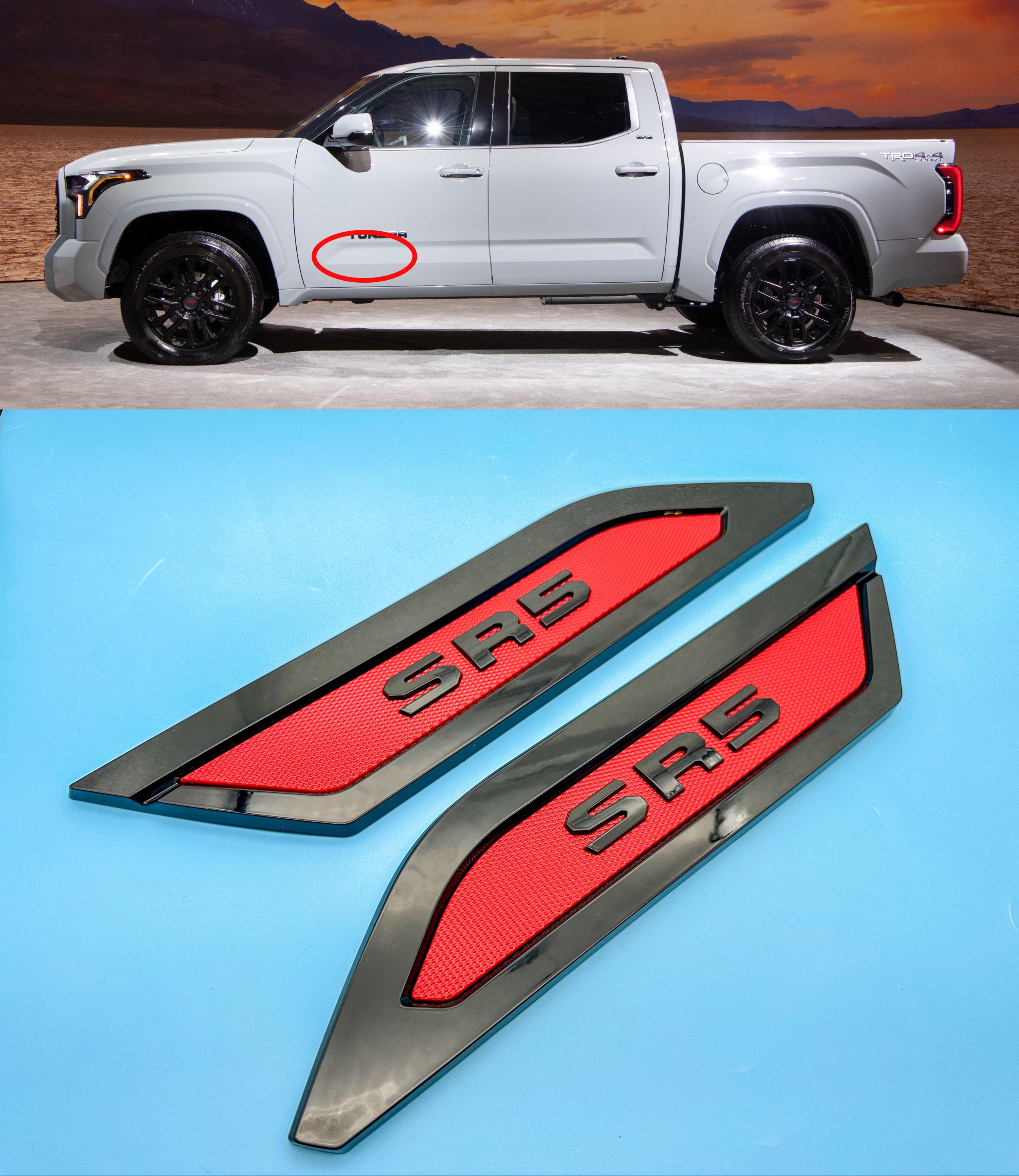 Red Black Door Side Body Molding Trim For 2022-2025 Toyota Tundra SR5