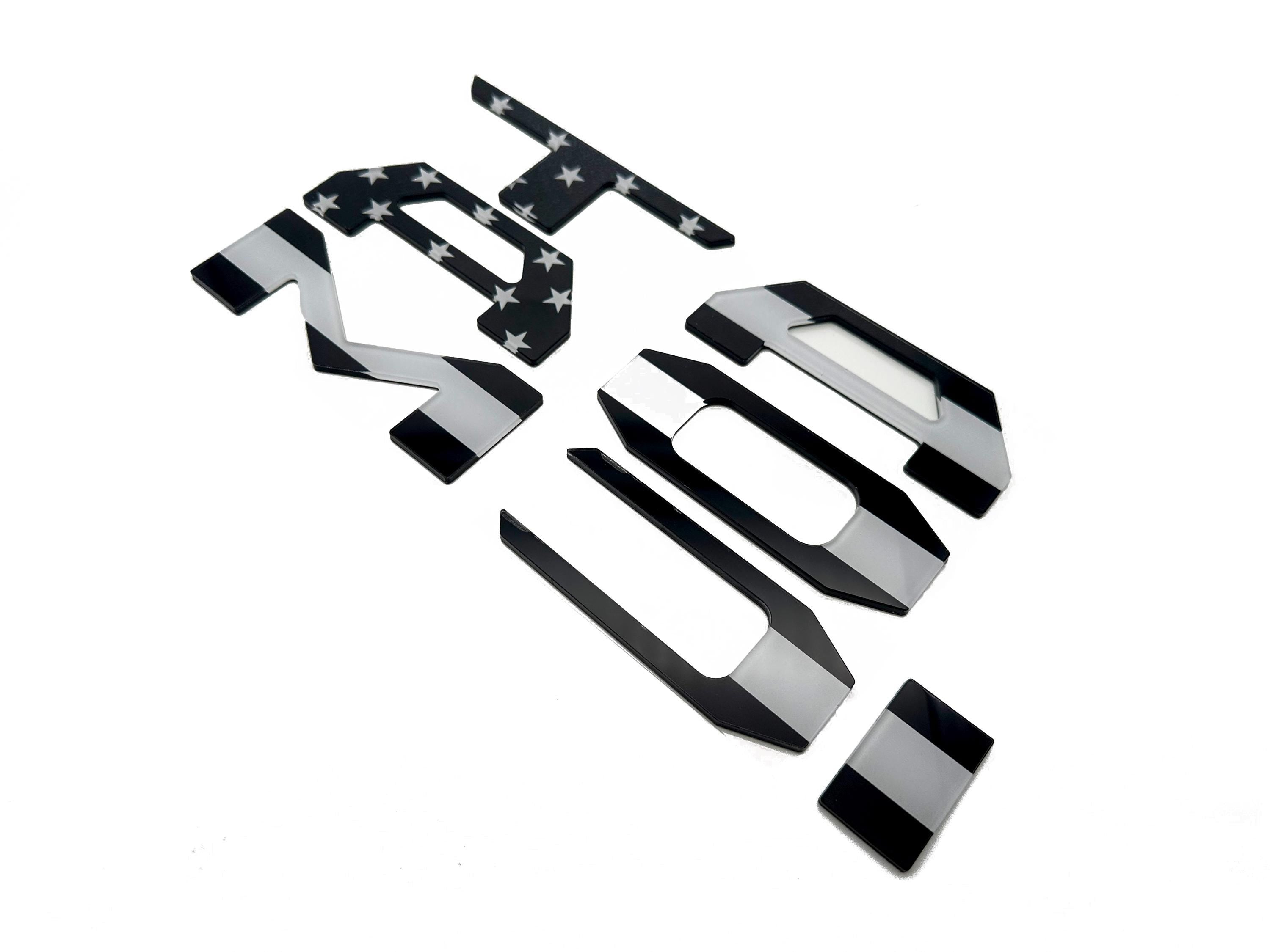 Black Flag Raised Tailgate Insert Letters Tailgate Letters Insert Plastic ABS Badge Fits 2024-2025 Toyota Tacoma