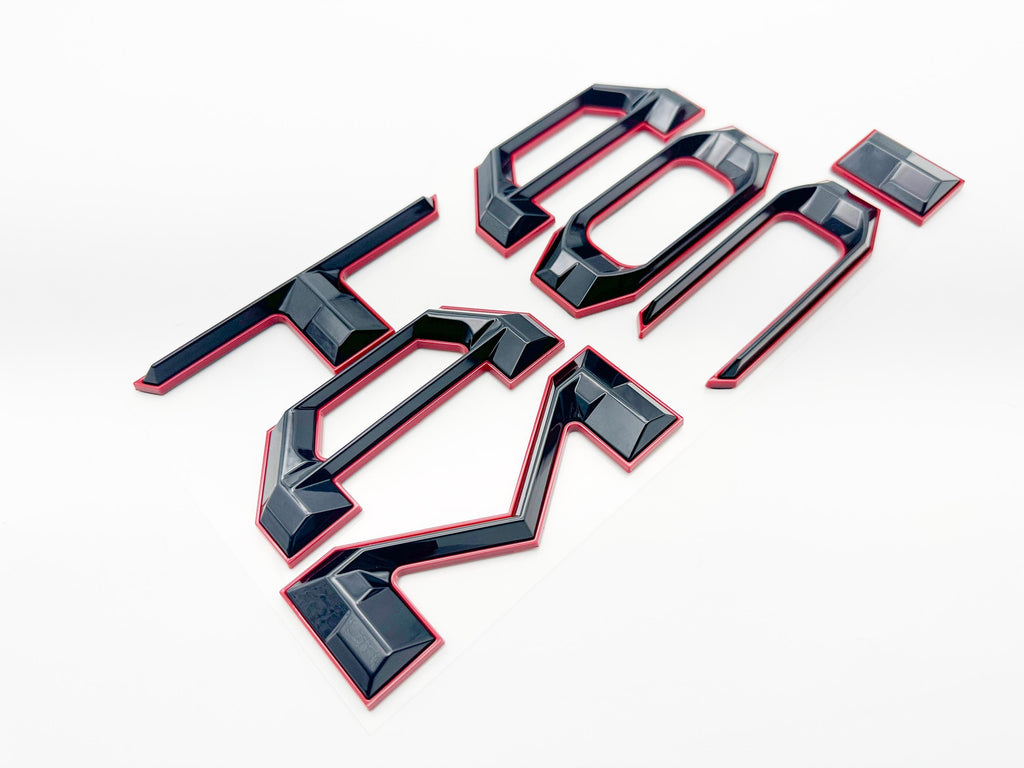 Black with red outline Raised Tailgate Insert Letters Tailgate Letters Insert Plastic ABS Badge Fits 2024-2025 Toyota Tacoma
