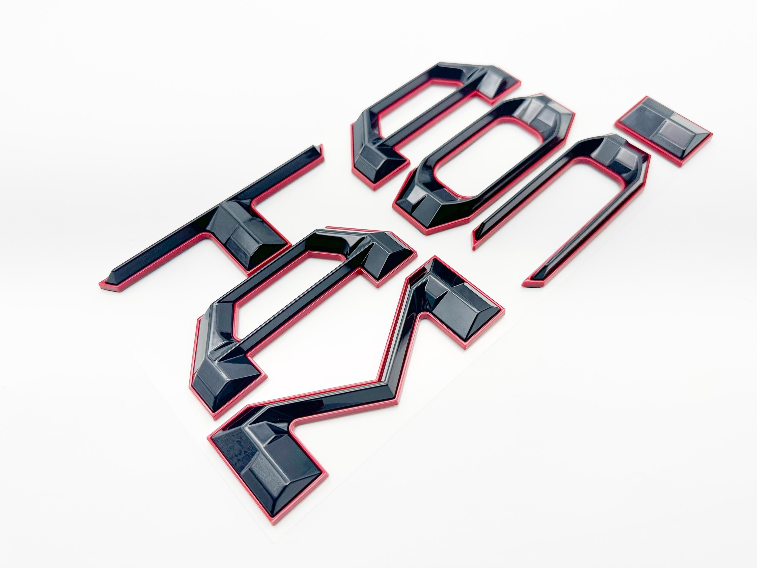 Black with red outline Raised Tailgate Insert Letters Tailgate Letters Insert Plastic ABS Badge Fits 2024-2025 Toyota Tacoma
