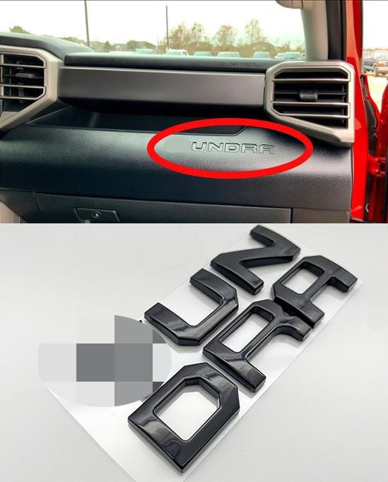 Gloss Black Premium 3D Dashboard glovebox glove box letters for 2022-2024 Tundra