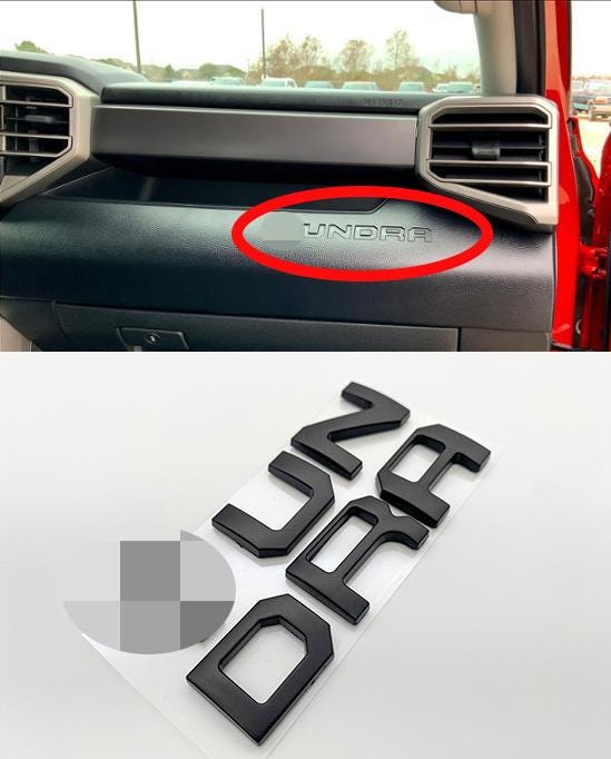 Matte Black Premium 3D Dashboard glovebox glove box letters for 2022-2024 Tundra