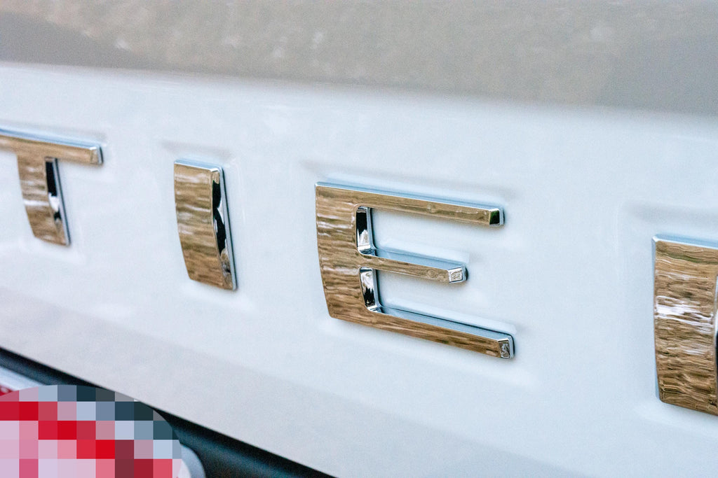 Chrome 0.3in Raised Tailgate Decals Stickers Insert Letters Compatible with 2022 2023 2024 Nissan Frontier