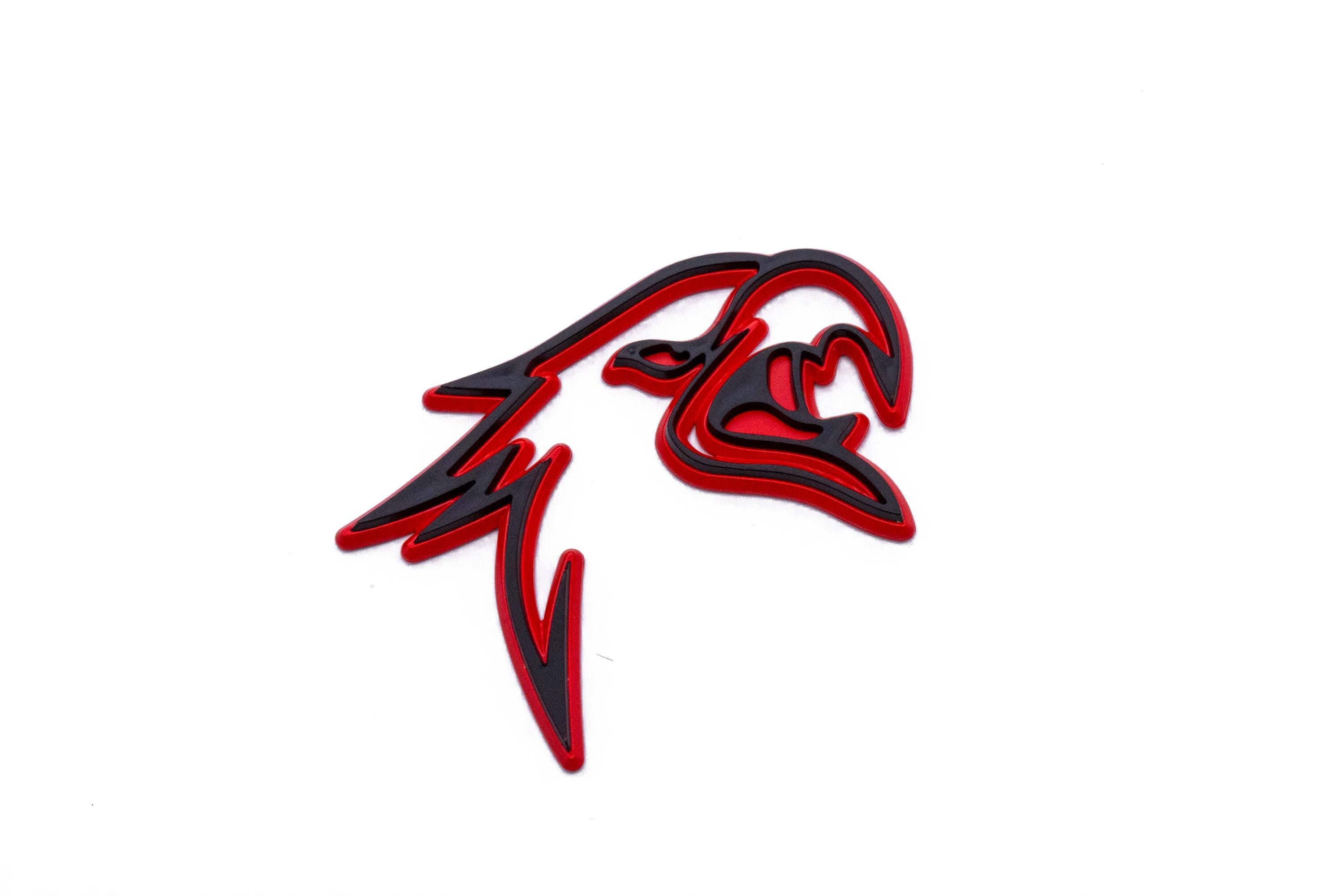 Black on Red Double Layer Eagle Hawk Fender Badges Emblem 4x3in | 2-Pack Aggressive Fits Jeep Dodge Chrysler