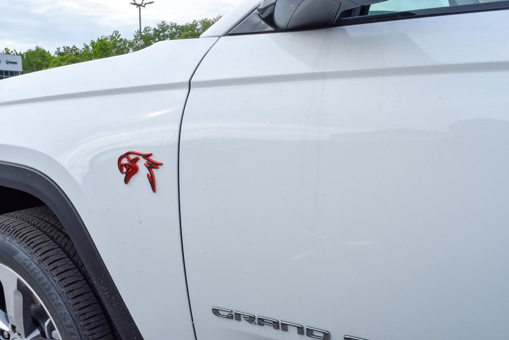 Black on Red Double Layer Eagle Hawk Fender Badges Emblem 4x3in | 2-Pack Aggressive Fits Jeep Dodge Chrysler