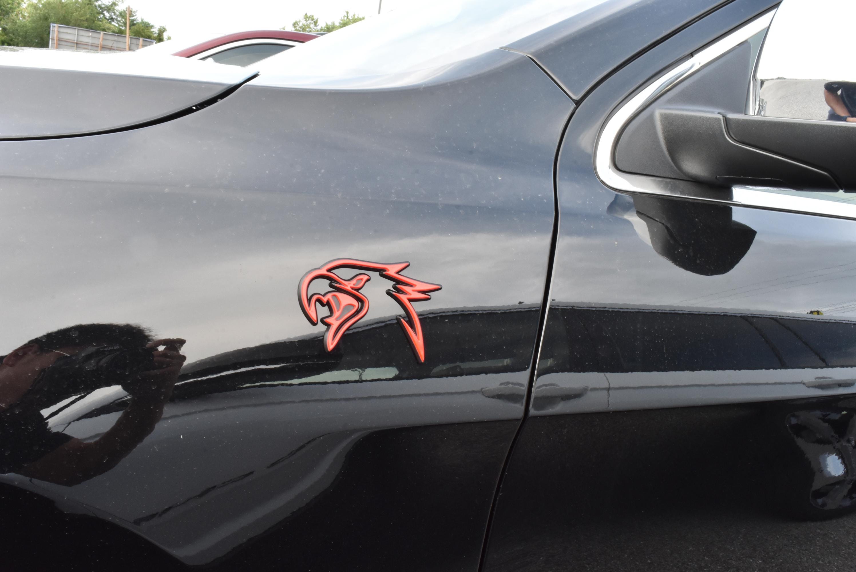 Black on Red Double Layer Eagle Hawk Fender Badges Emblem 4x3in | 2-Pack Aggressive Fits Jeep Dodge Chrysler