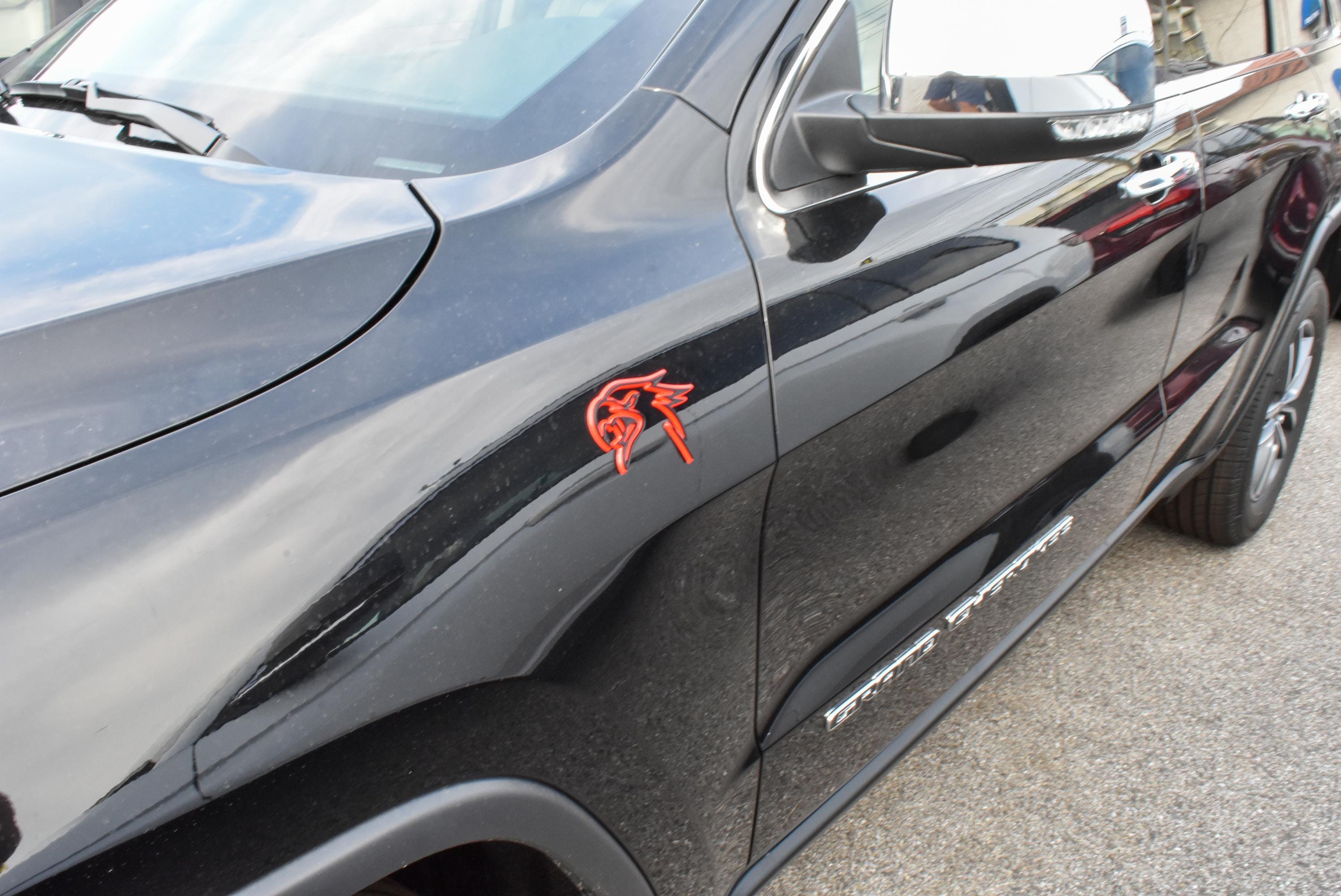 Black on Red Double Layer Eagle Hawk Fender Badges Emblem 4x3in | 2-Pack Aggressive Fits Jeep Dodge Chrysler