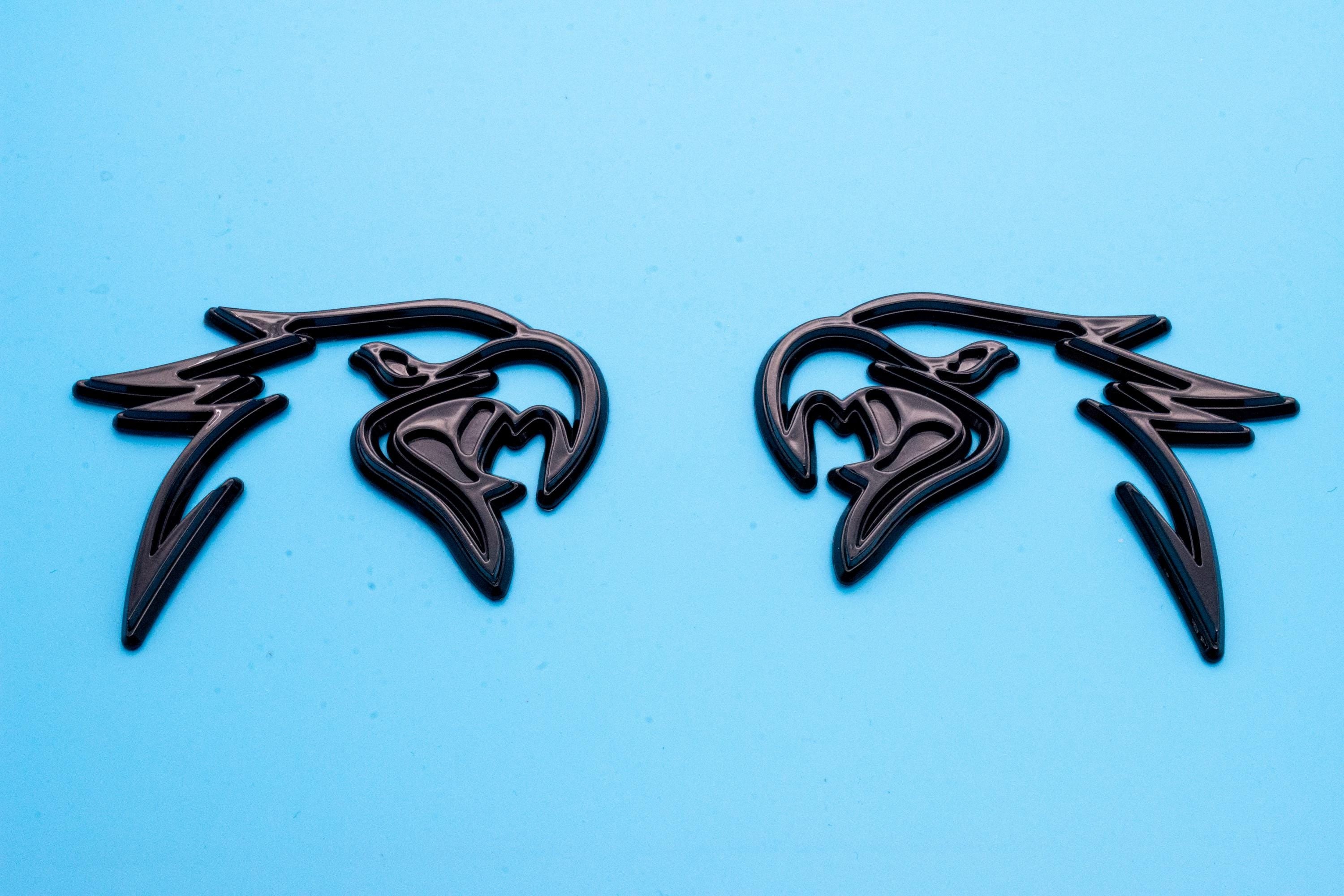 Gloss Black Double Layer Eagle Hawk Fender Badges Emblem 4x3in | 2-Pack Aggressive Fits Jeep Dodge Chrysler
