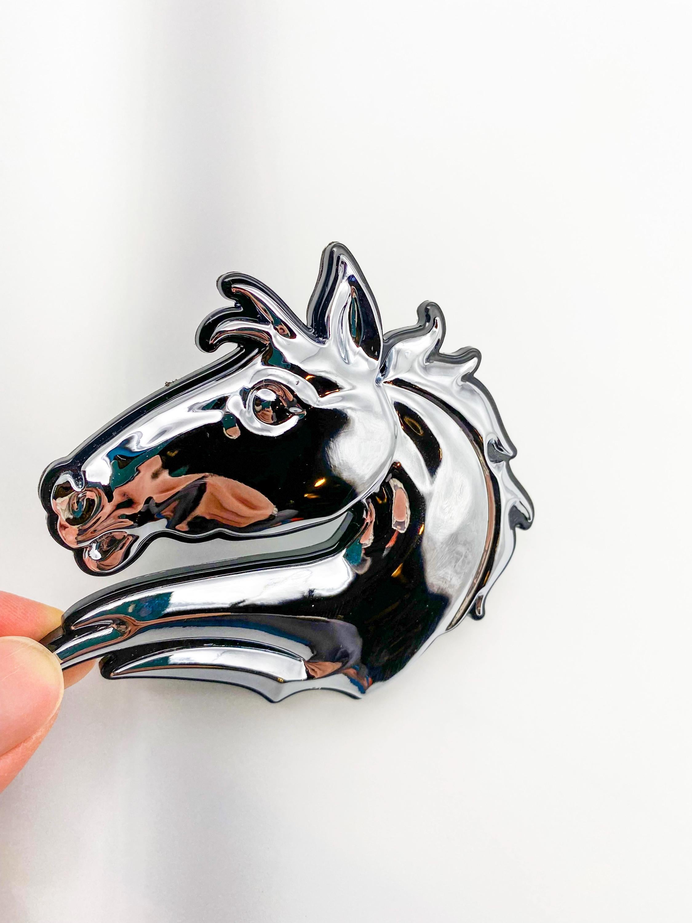 Chrome on Black Set of 2 Bronco Horse Emblems Badge Universal Fit for Tailgate & Fender - Compatible with Various Models