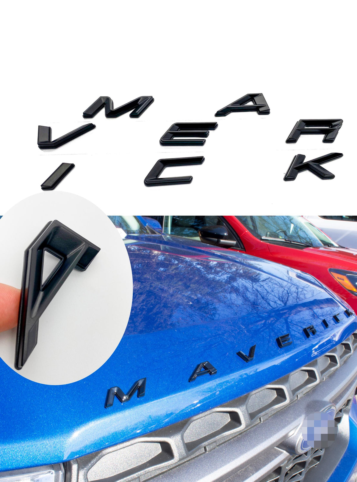 Matte Black Hood letters Fits Ford Maverick Hood ABS Decals Made With Premium Plastic 2022-2024 Maverick Decals Insert Letters Sticker