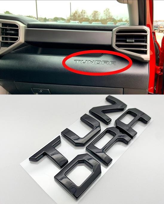 Premium 3D Dashboard glovebox glove box letters for 2022-2024 Tundra