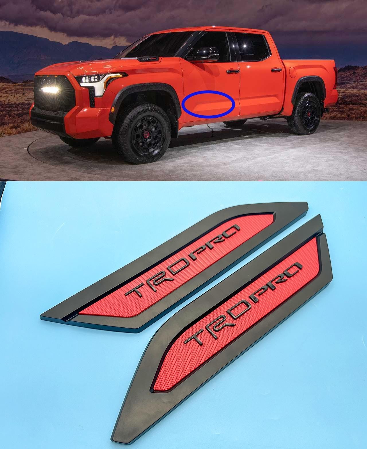 Red Black Door Side Body Molding Trim For 2022-2025 Toyota Tundra TRD PRO