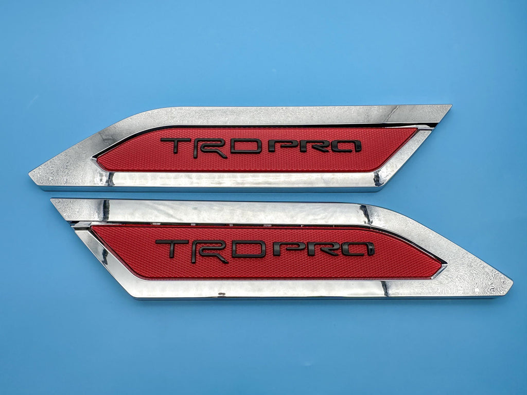 Red Chrome Door Side Body Molding Trim For 2022-2025 Toyota Tundra TRD PRO