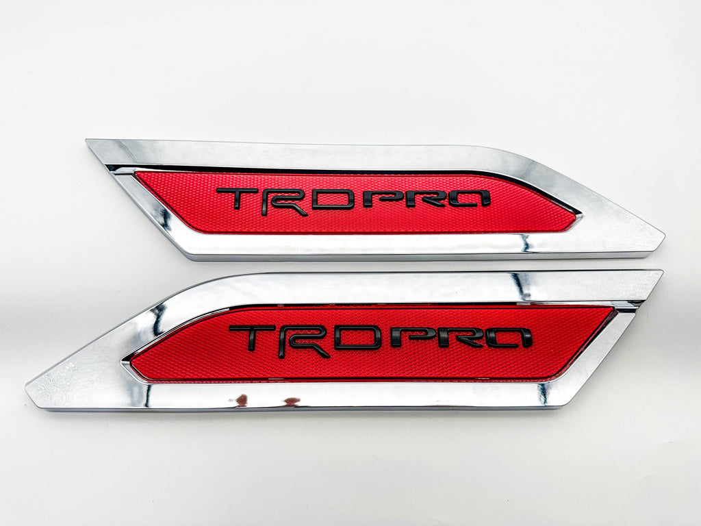 Red Chrome Door Side Body Molding Trim For 2022-2025 Toyota Tundra TRD PRO