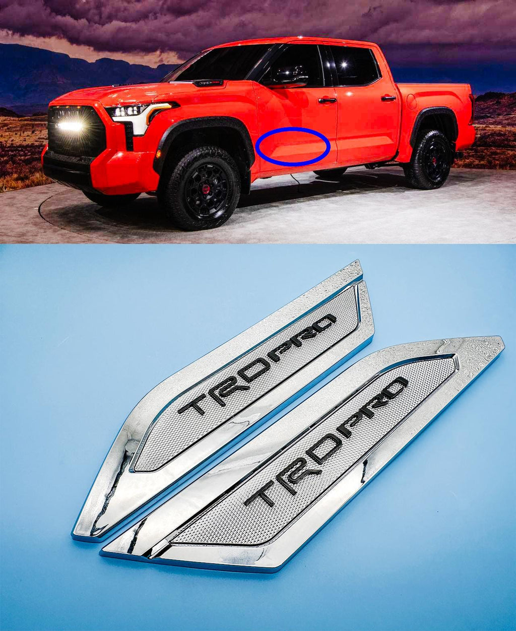 Chrome Door Side Body Molding Trim For 2022-2025 Toyota Tundra TRD PRO