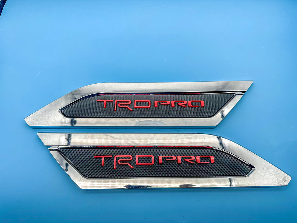 Red with Chrome Door Side Body Molding Trim For 2022-2025 Toyota Tundra TRD PRO