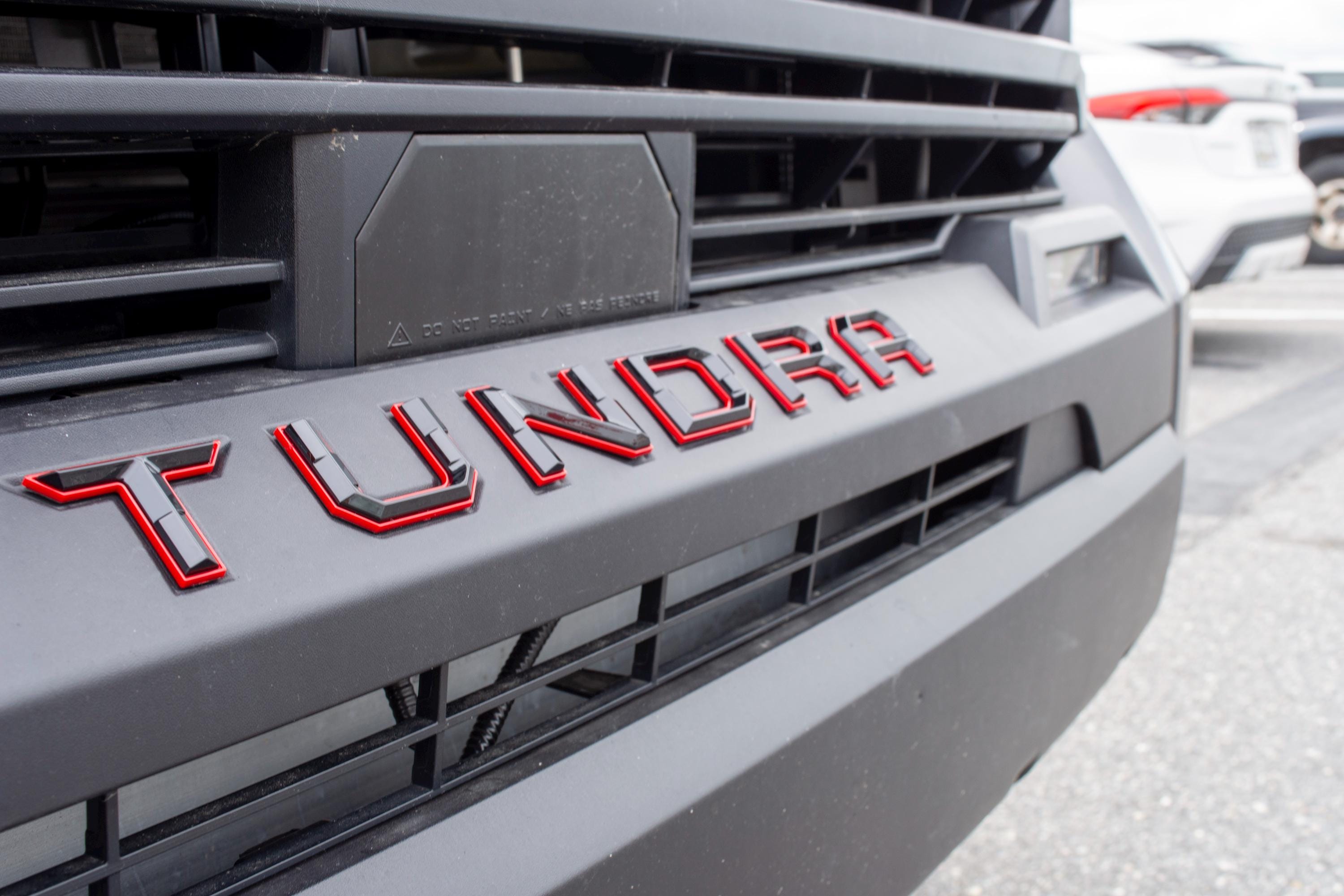 Black with red outline Premium 3D color matched Letters for 2022-2024 Tundra Front Bumper