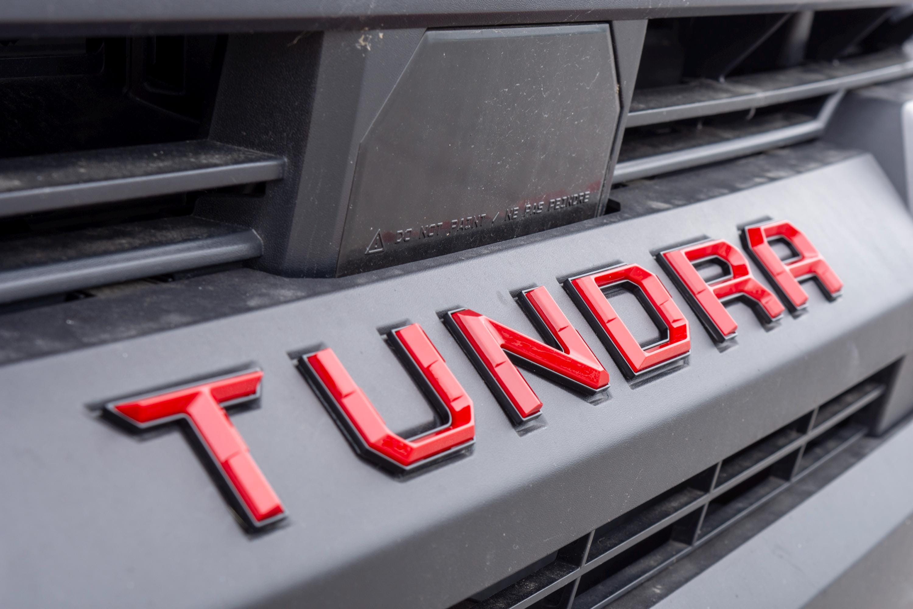 Red with Black outline Premium 3D color matched Letters for 2022-2024 Tundra Front Bumper