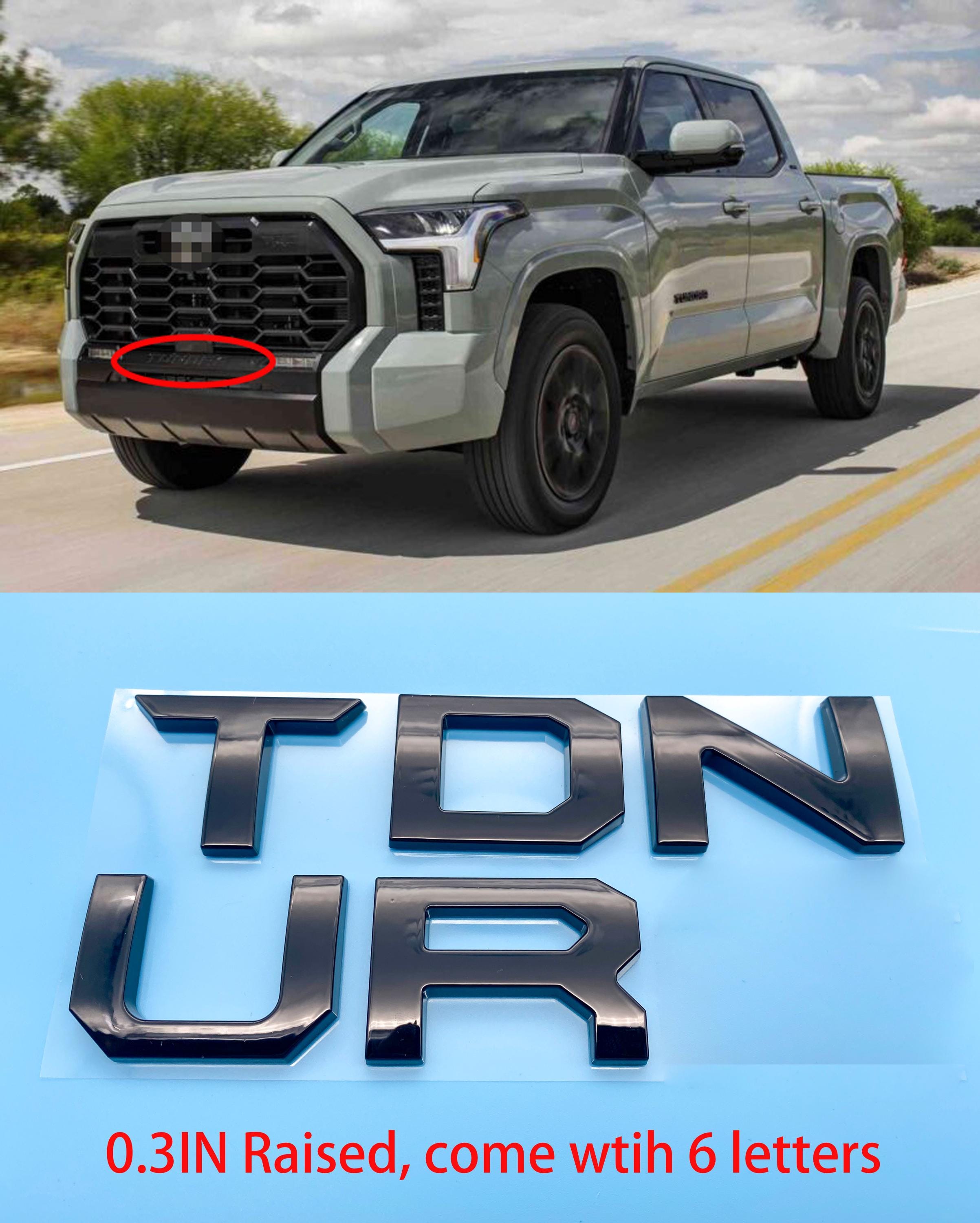 Gloss Black Premium 3D color matched Letters for 2022-2024 Tundra Front Bumper