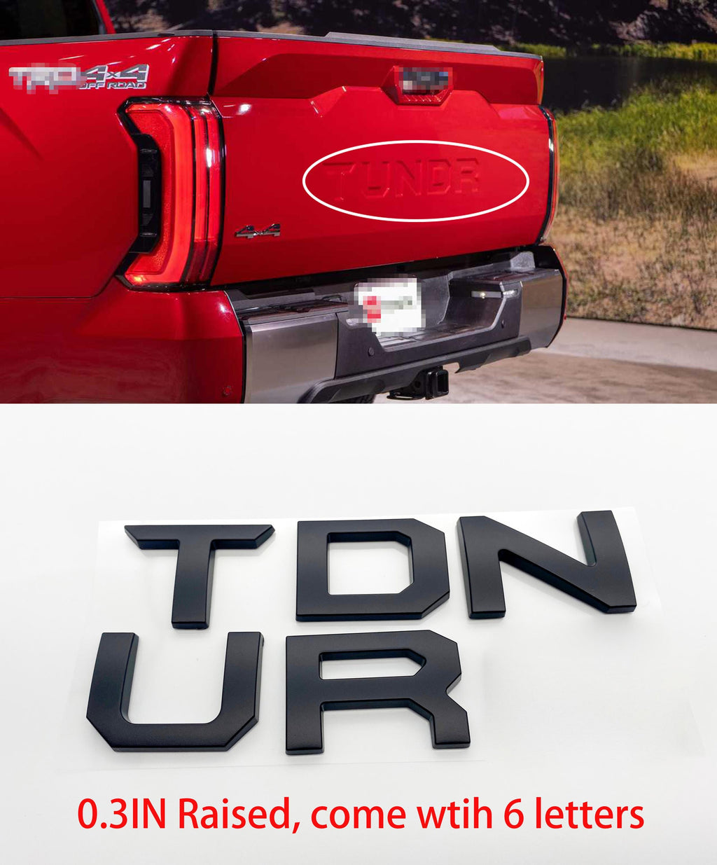 Matte Black Premium 3D color matched Letters for 2022-2024 Tundra Rear Tailgate
