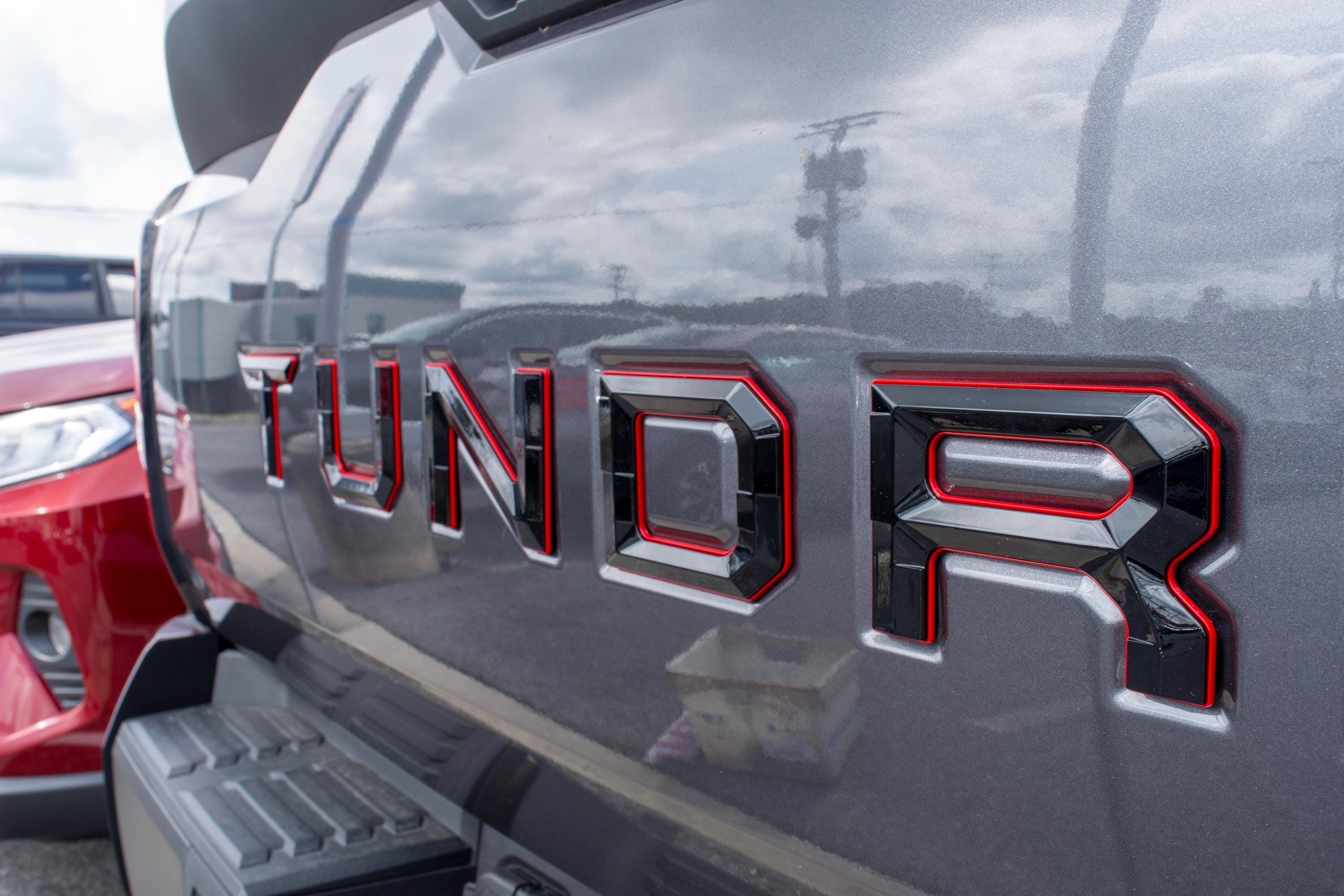 Gloss Black With Red Outline Premium 3D color matched Letters for 2022-2025 Tundra Rear tailgate