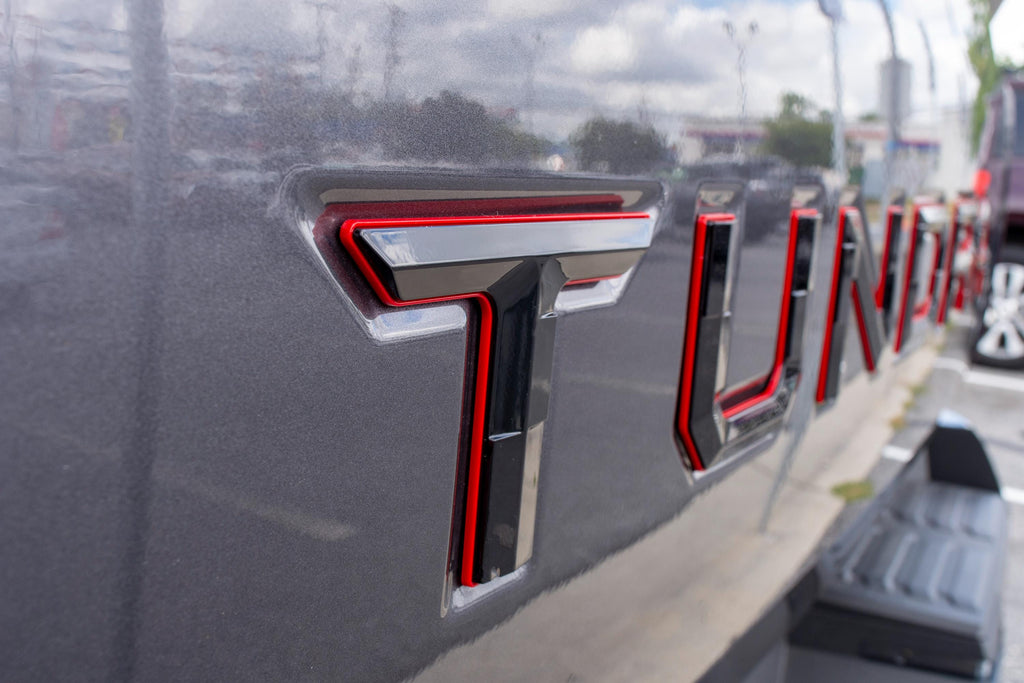 Gloss Black With Red Outline Premium 3D color matched Letters for 2022-2025 Tundra Rear tailgate