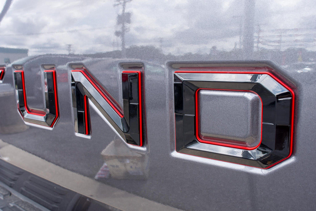 Gloss Black With Red Outline Premium 3D color matched Letters for 2022-2025 Tundra Rear tailgate