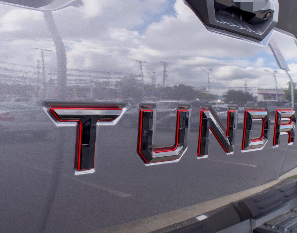 Gloss Black With Red Outline Premium 3D color matched Letters for 2022-2025 Tundra Rear tailgate