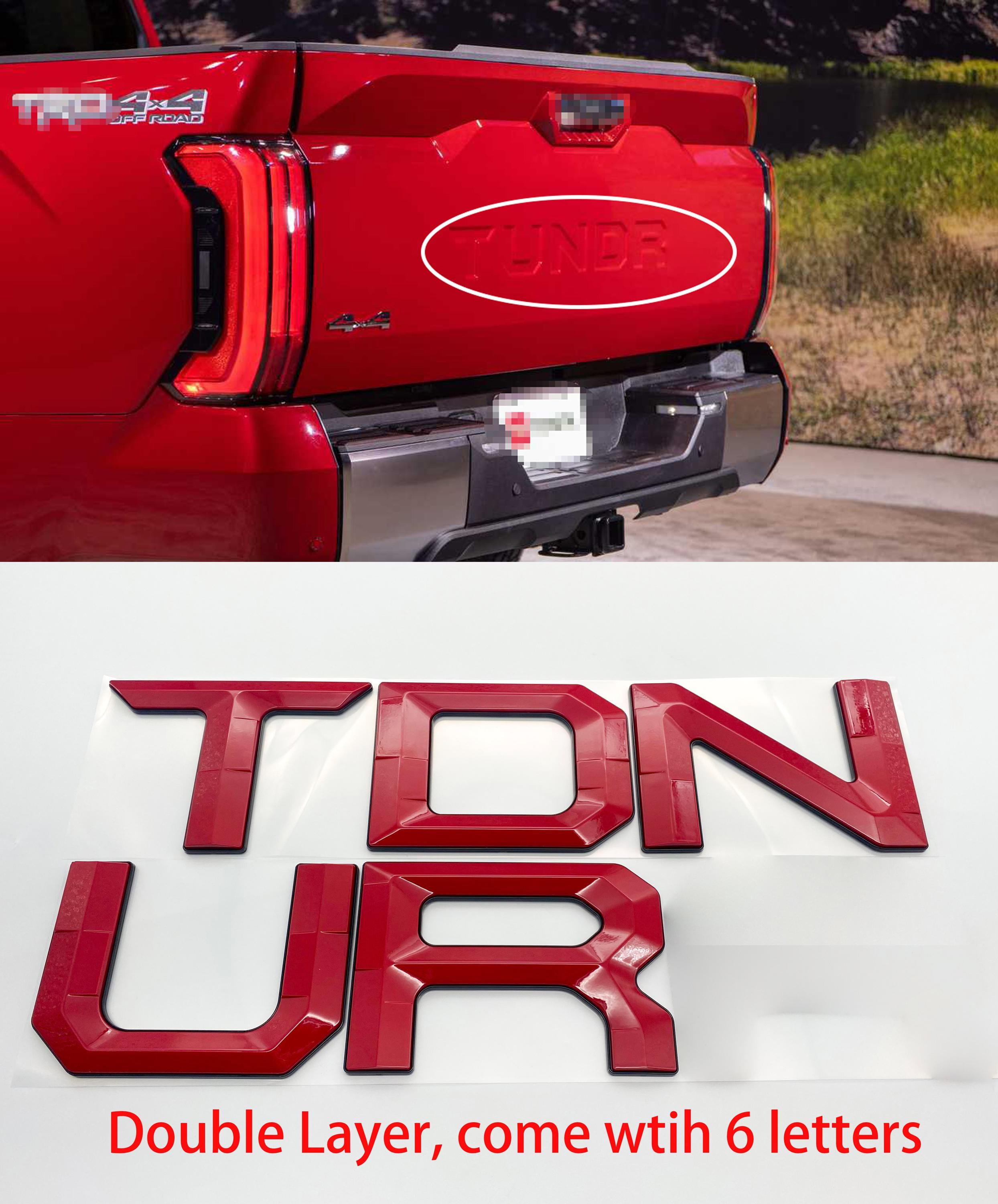Gloss Red With Black Outline Premium 3D color matched Letters for 2022-2024 Tundra Front Bumper