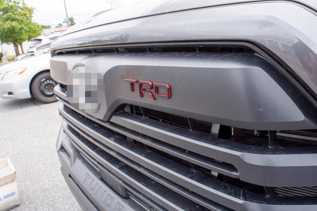 Black with Red outline Fit 2022-2025 Toyota Tundra "TRD" FRONT Grill Decal Inlay Set