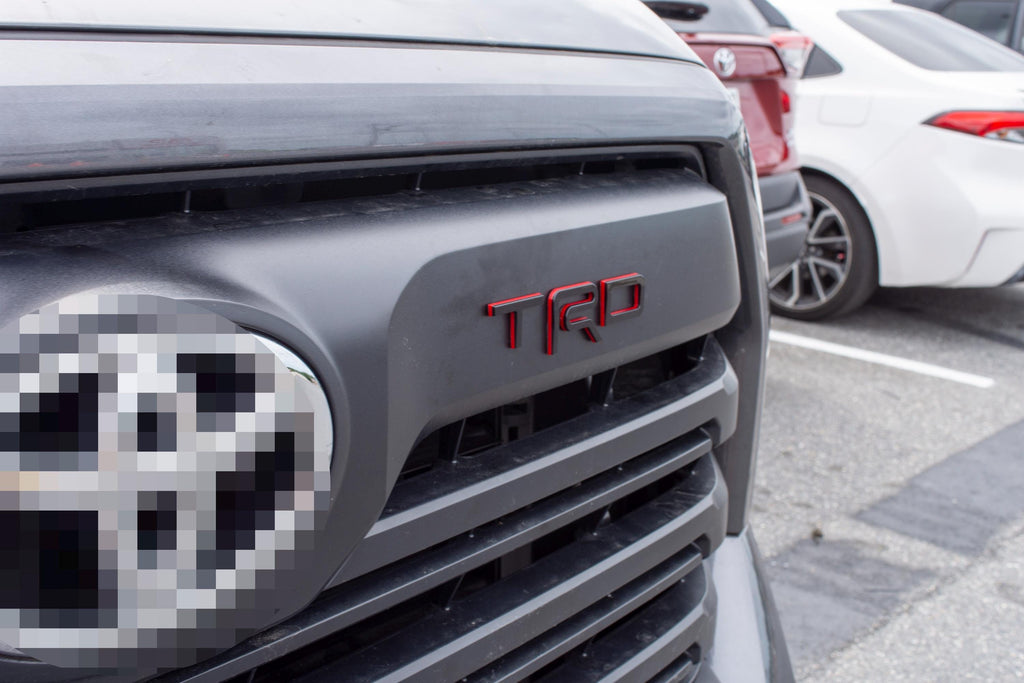 Black with Red outline Fit 2022-2025 Toyota Tundra "TRD" FRONT Grill Decal Inlay Set