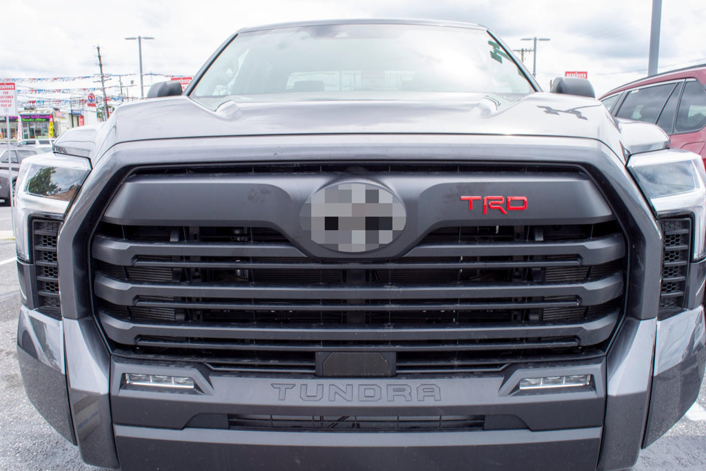 Red with Chrome Outline Fit 2022-2024 Toyota Tundra "TRD" FRONT Grill Decal Inlay Set