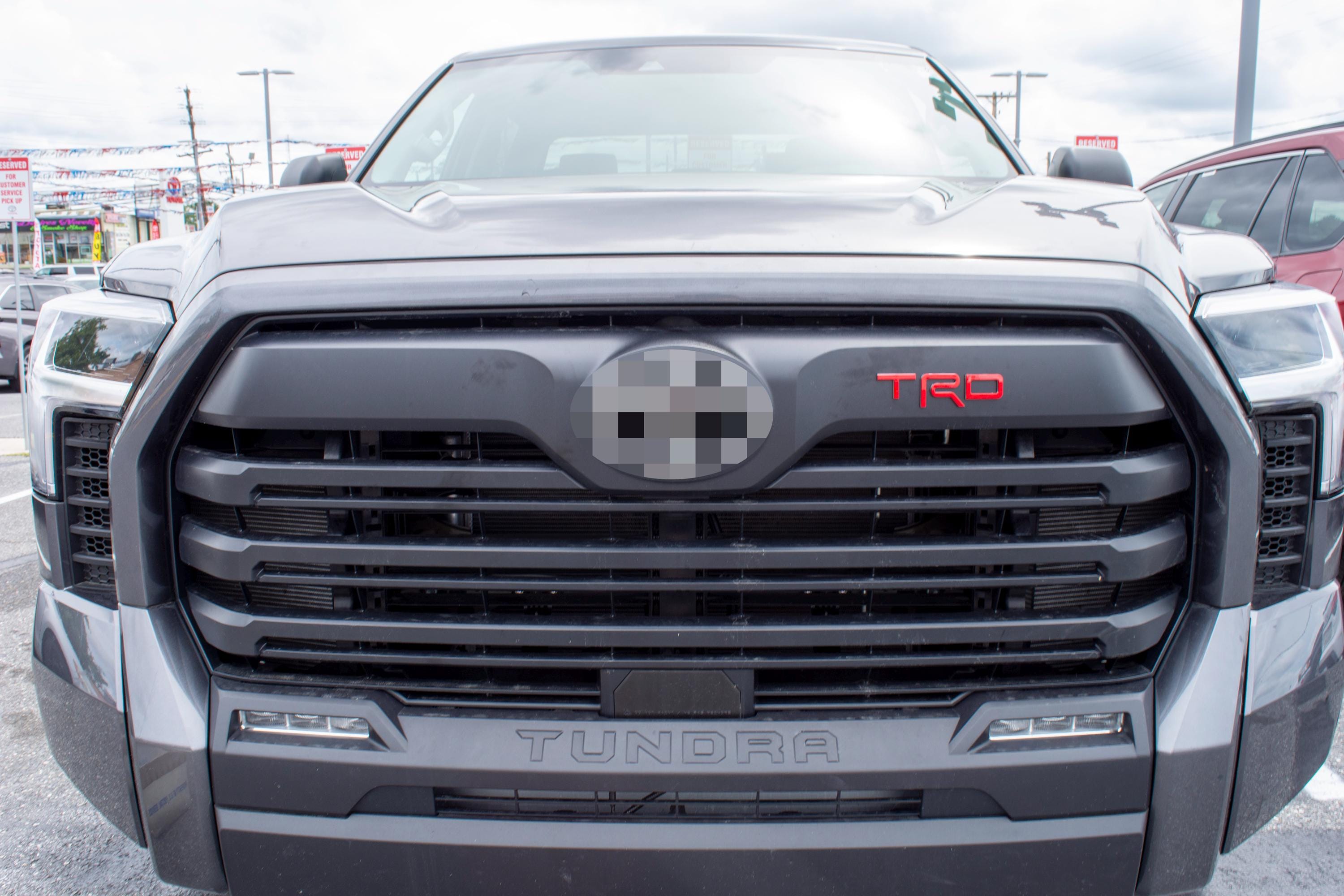 Red with Chrome Outline Fit 2022-2024 Toyota Tundra "TRD" FRONT Grill Decal Inlay Set