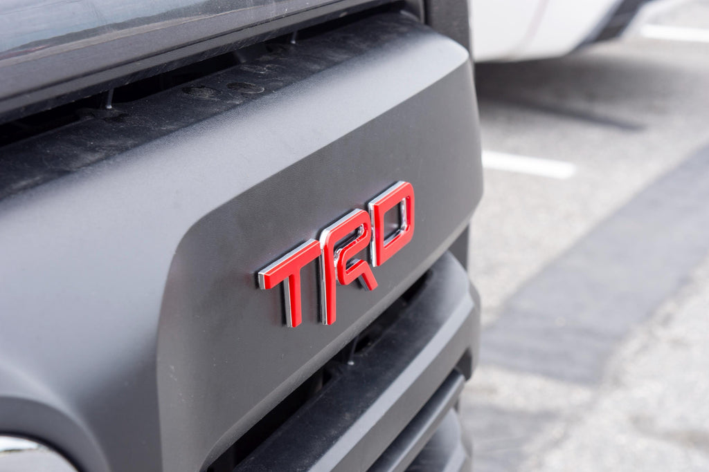 Red with Chrome Outline Fit 2022-2024 Toyota Tundra "TRD" FRONT Grill Decal Inlay Set