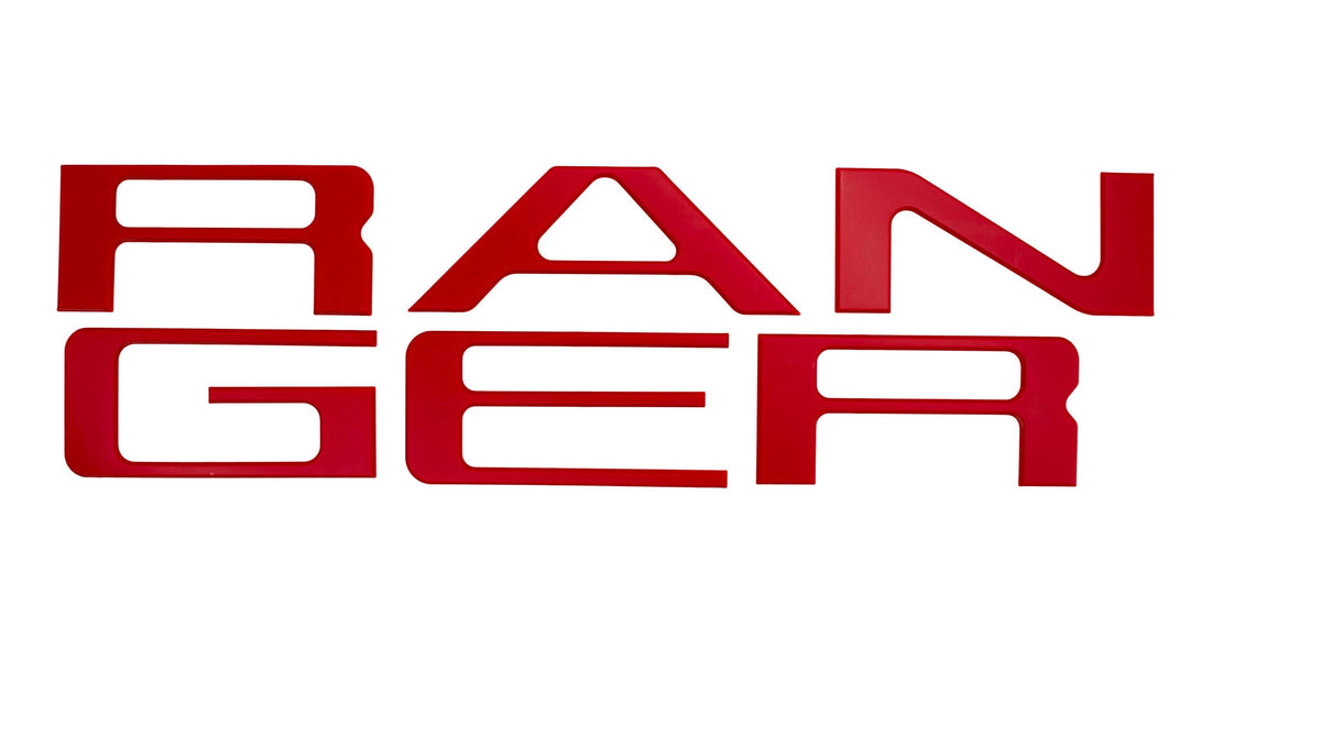 Red Raised Tailgate Insert Letters Tailgate Letters Insert Plastic ABS Badge Fits 2019-2023 Ford Ranger Tailgate