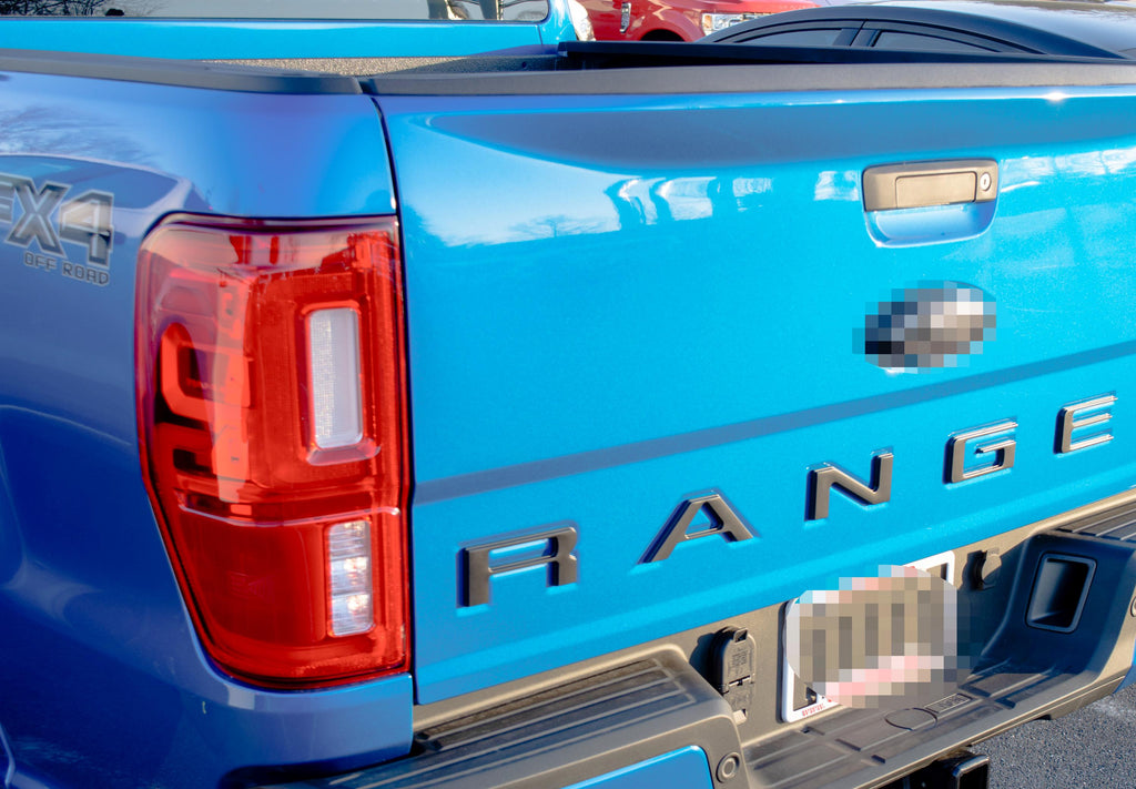 Double Layer Matte Black Raised Tailgate Insert Letters Tailgate Letters Insert Plastic ABS Badge Fits 2019-2023 Ford Ranger Tailgate
