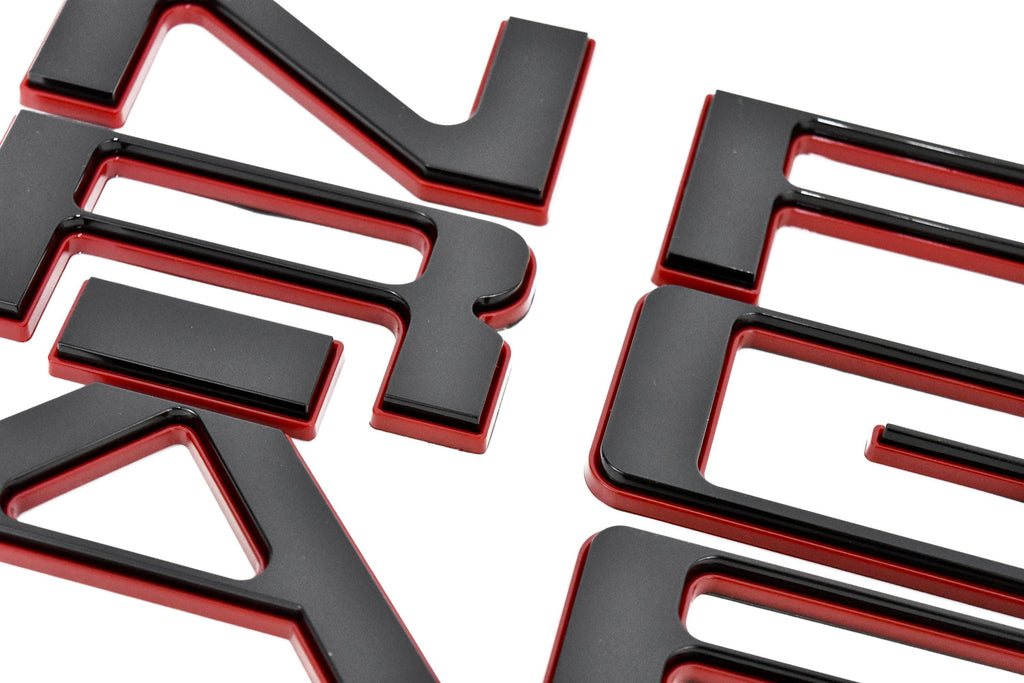 Black with Red Outline Raised Tailgate Insert Letters Tailgate Letters Insert Plastic ABS Badge Fits 2024 and up Ford Ranger Tailgate