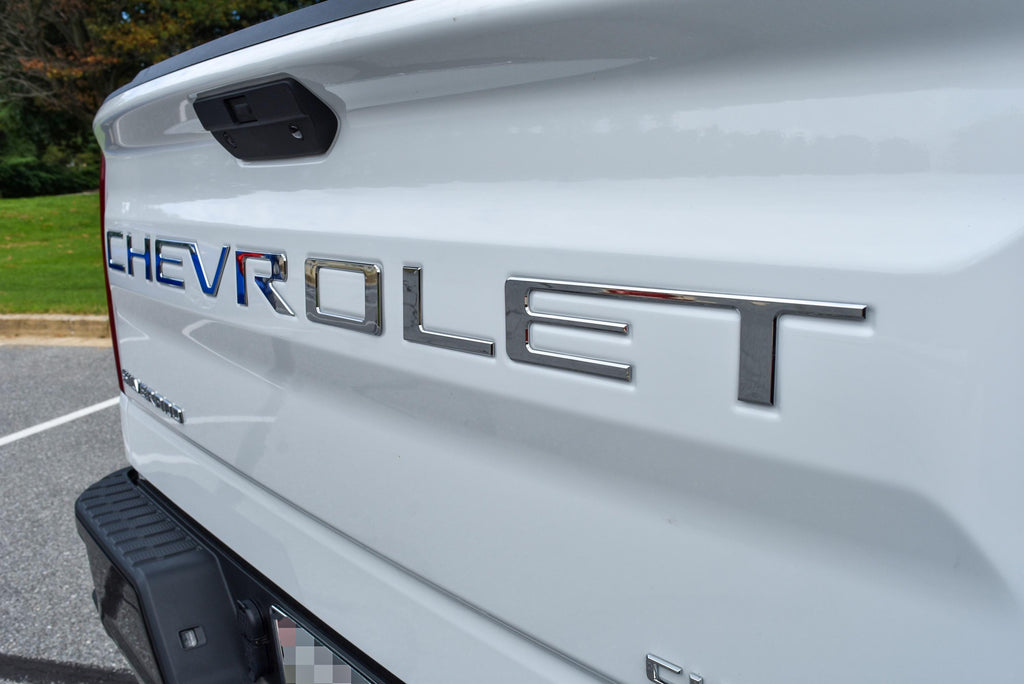 Chrome 3D Raised Coated Tailgate Letter Inserts Decals Fit With Chevrolet Silverado 2019-2024 Model