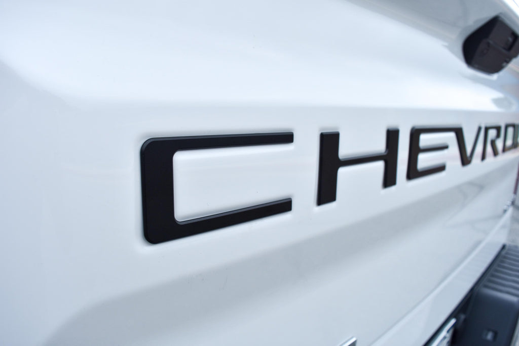 Matte Black 3D Raised Coated Tailgate Letter Inserts Decals Fit With Chevrolet Silverado 2019-2024 Model