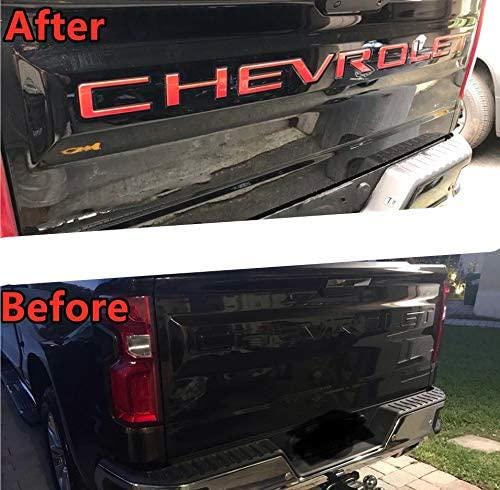 Red 3D Raised Coated Tailgate Letter Inserts Decals Fit With Chevrolet Silverado 2019-2024 Model
