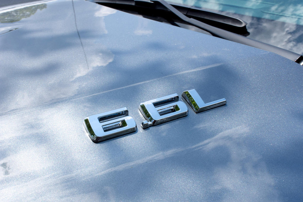 Chrome 6.6L Solid Replacement Emblems Letter Decals Badge Fit With Chevrolet Silverado 2019-2024 Model