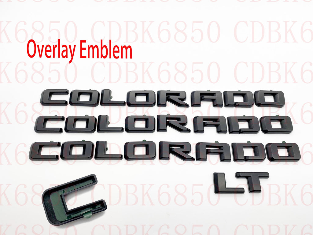 OVERLAY Matte Black Emblems Letters Fits 2023 and up Fit Chevy Colorado Fender & Tailgate Matte Black Badge Logo Emblem Truck