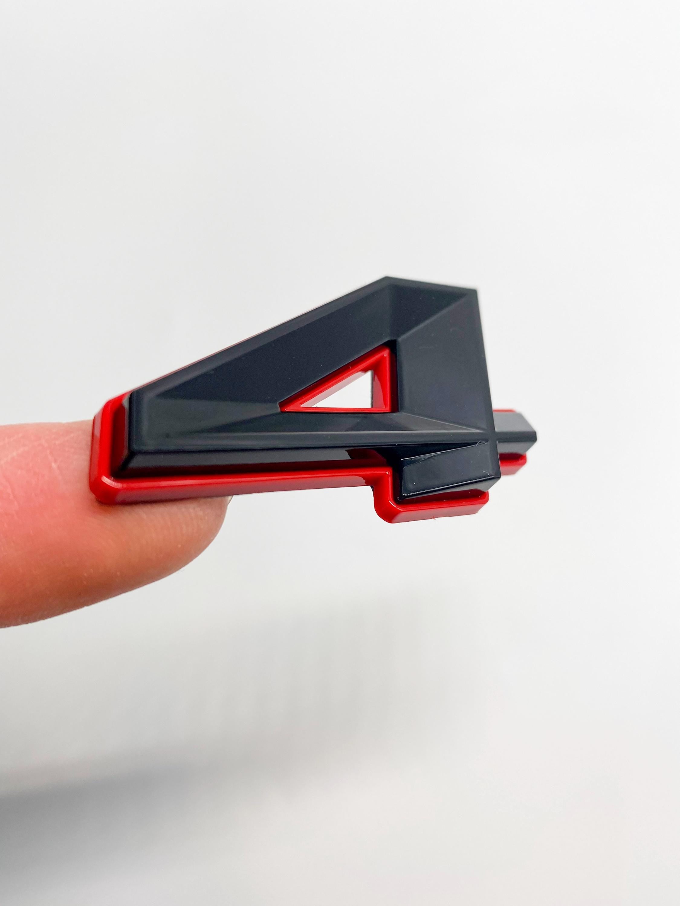 345 Fender Badges Black with Red Emblem Angry Aggressive Car Badge | 2 BADGES | 345 3D Fender Badges